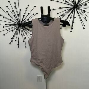 House of Harlow 1960 Ribbed Bodysuit Taupe Gray Size Medium
